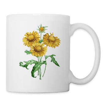 Sommerblume mit gelben Blüten - Tasse - Weiß - Rechts