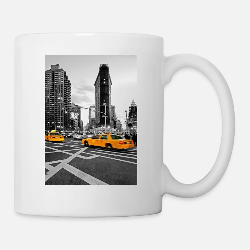 NYC Yellow Cabs Flat Iron Building - Mug blanc - blanc