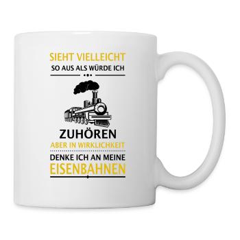 Modelleisenbahn Dampflok Modellbau Zug Lok Spruch - Tasse - Weiß - Rechts