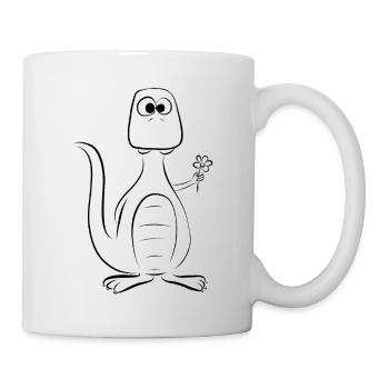 cute dinosaur dino with flower - Mug - white - Right