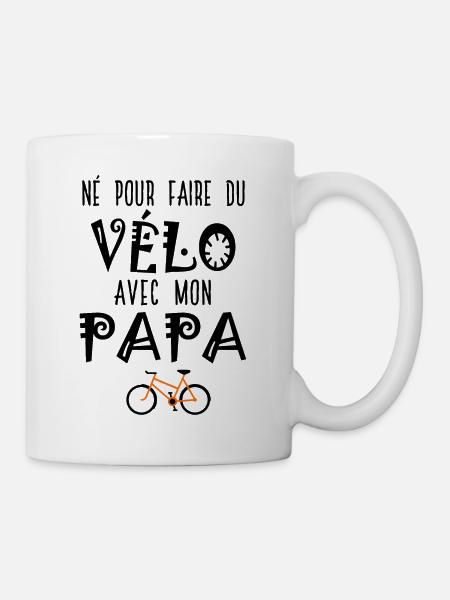 né pour faire du vélo avec papa - Mug blanc - blanc