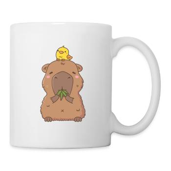 Cute Capybara With Yellow Bird - Mug - white - Right