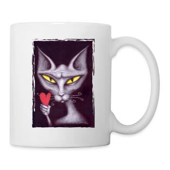 Cat draws a card - Mug - white - Right