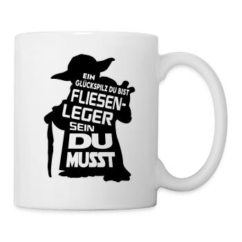 Berufe Bau Handwerker Du musst Fliesenleger - Tasse - Weiß - Rechts