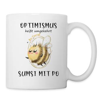 Biene Optimismus Sumsi mit Po - Tasse - Weiß - Rechts