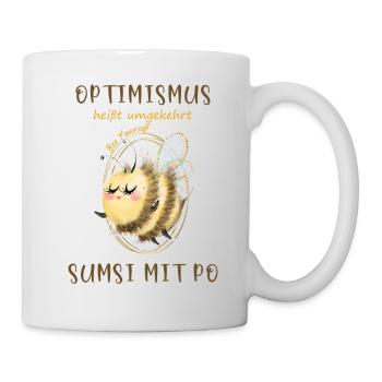 Biene Optimismus Sumsi mit Po - Tasse - Weiß - Rechts