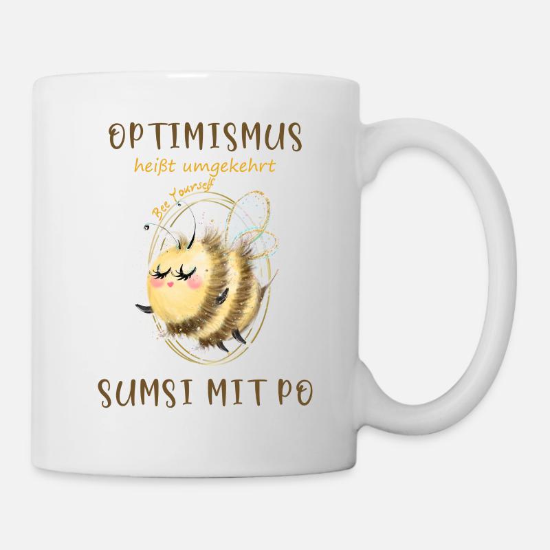 Biene Optimismus Sumsi mit Po - Tasse - Weiß