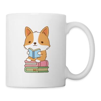 Cute Corgi Loves To Read Books - Mug - white - Right
