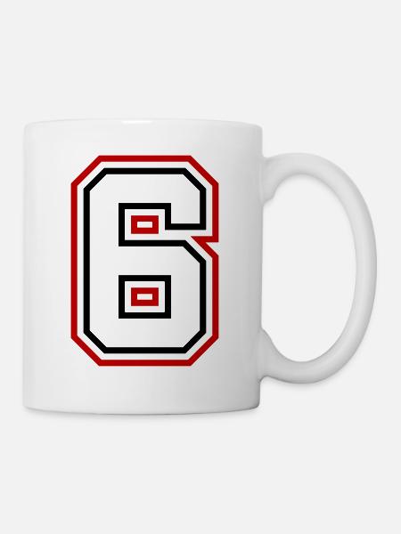 6 Zahl nummer - Tasse - Weiß