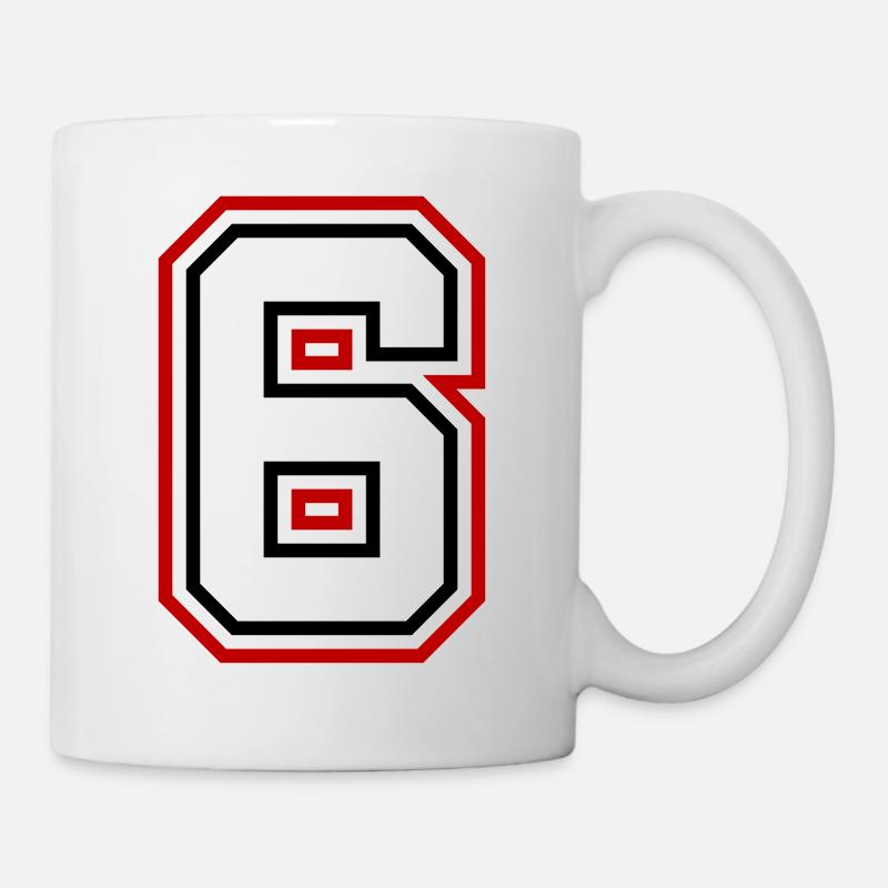 6 Zahl nummer - Tasse - Weiß