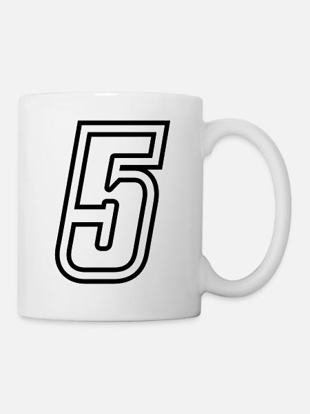 5 Zahl nummer - Tasse - Weiß