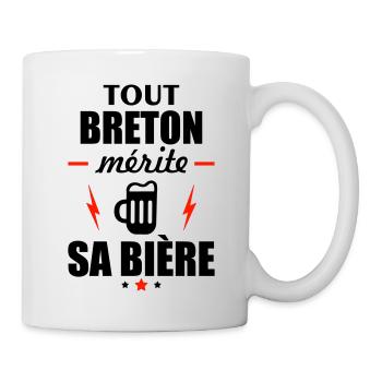 Tout breton mérite sa bière, idée cadeau bretagne - Mug blanc - blanc - Droite