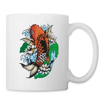 Koi with water lilies - Mug - white - Right