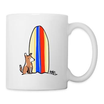 Hund mit Board - Tasse - Weiß - Rechts
