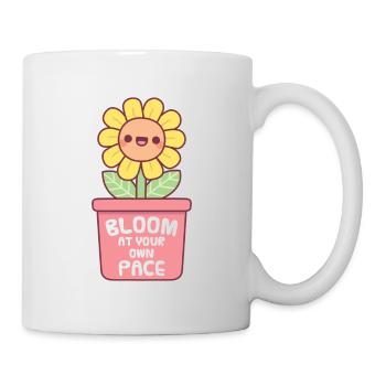 Fleur jaune mignonne fleurir à votre rythme en disant - Mug blanc - blanc - Droite