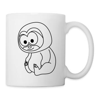 Faultier Comic Tier - Tasse - Weiß - Rechts