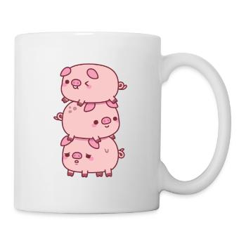 Pile mignonne de trois petits cochons drôle - Mug blanc - blanc - Droite