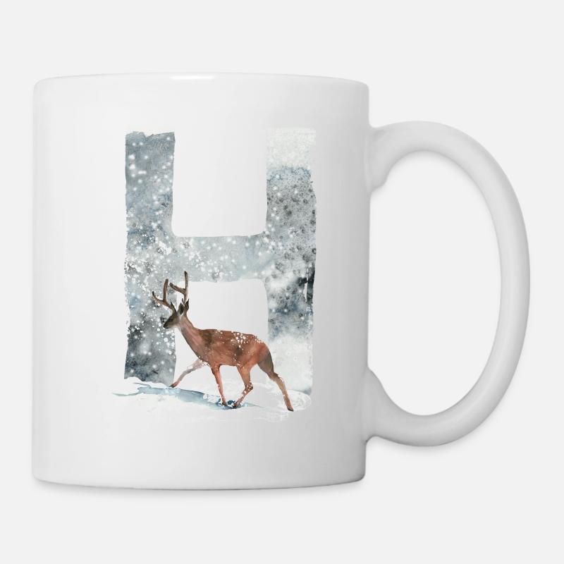 H – dekoratives Schriftzeichen – Winter - Tasse - Weiß