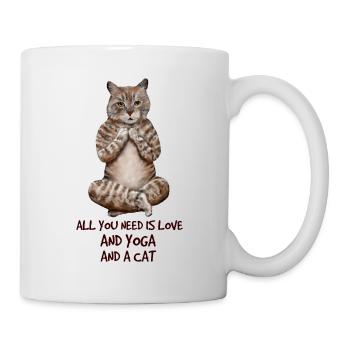 ALL YOU NEED IS LOVE AND YOGA AND A CAT - Mug - white - Right