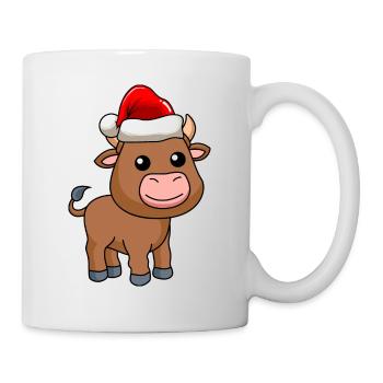 Stier Comic Weihnachten - Tasse - Weiß - Rechts