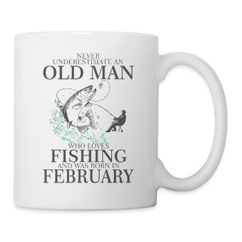 Birthday Angler Shirt alter Mann Februar geboren - Tasse - Weiß - Rechts