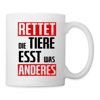 Rettet die Tiere esst was anderes - Tasse - Weiß - Rechts