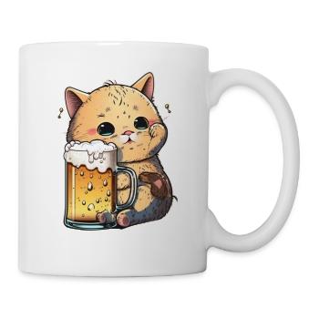Chat amateur de bière - Mug blanc - blanc - Droite