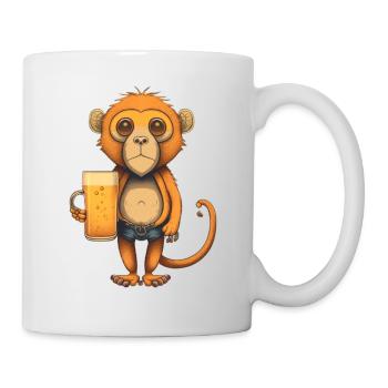 Drôle de singe avec de la bière - Mug blanc - blanc - Droite