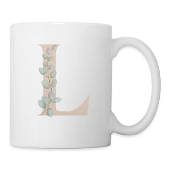 Letter L with flower tendril - Mug - white - Right