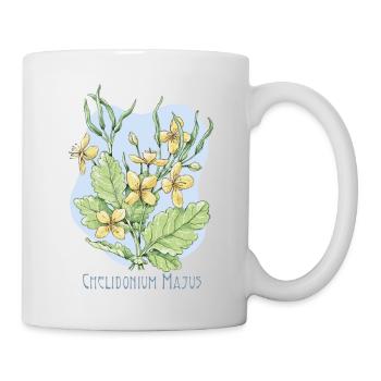 Dessin botanique d’herbe d’hirondelle chélidoine - Mug blanc - blanc - Droite
