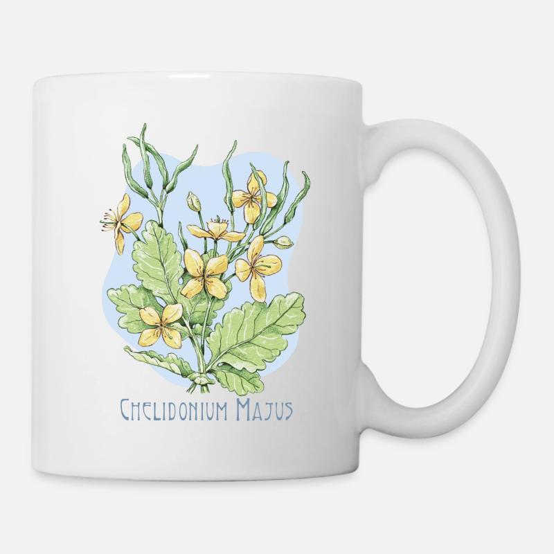 Celandine swallow herb botanical drawing - Mug - white