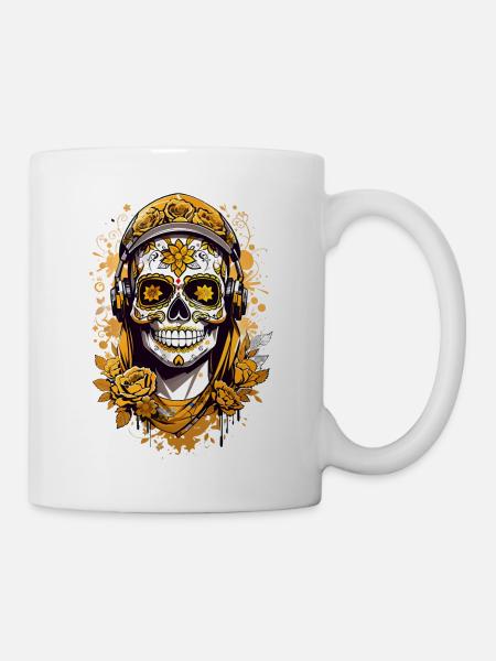 Golden Sugar Skull - Mug - white