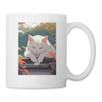 Peaceful Cat, 90s Anime Style - Mug - white - Right