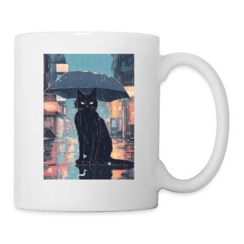 Cute Grumpy Black Cat - Mug - white - Right