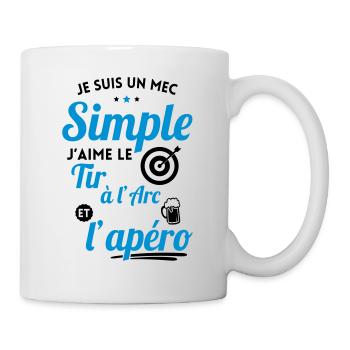 Mec simple j'aime le tir à l'arc et l'apéro - Mug blanc - blanc - Droite