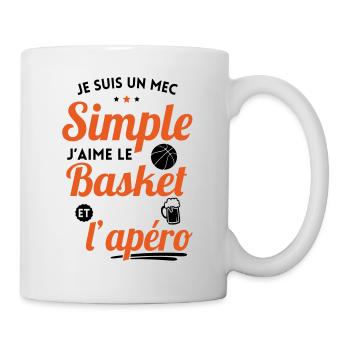 Mec simple aime le basket et l'apéro - Mug blanc - blanc - Droite