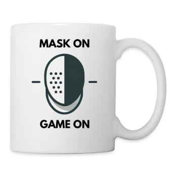 "Mask up, game on", big slogan - Mug - white - Right