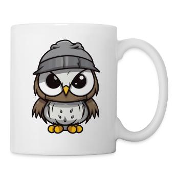 Eule Winter Comic - Tasse - Weiß - Rechts