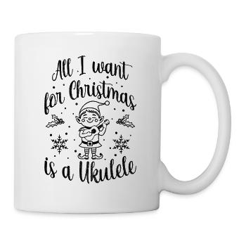 Tout ce que je veux pour Noël, c’est un ukulélé - Mug blanc - blanc - Droite