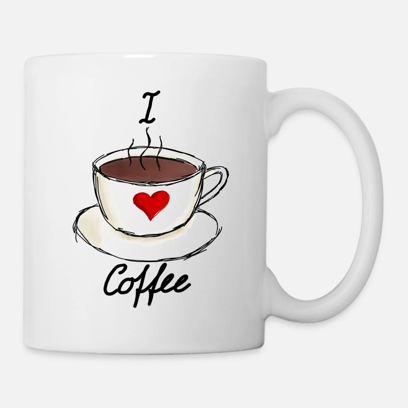 I Love Coffee Ich liebe Kaffee - Tasse - Weiß