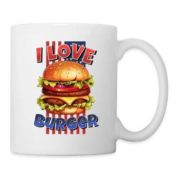 I Love Burger Hamburger Cheeseburger Fast Food USA - Tasse - Weiß - Rechts