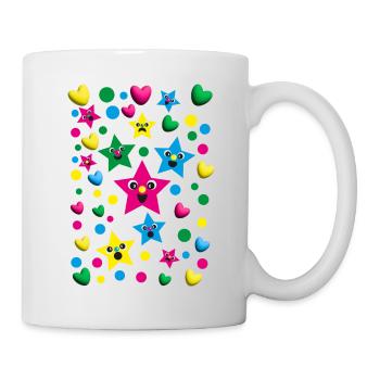 Geburtstags Herzen und Sterne in Pink. - Tasse - Weiß - Rechts