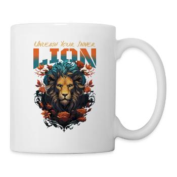 lion, lion head, strong, wild, pride, brave, royal, - Mug - white - Right