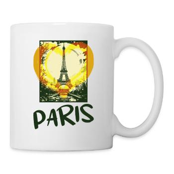 Paris, France, City, Skyline, Eiffel Tower, Heart - Mug - white - Right