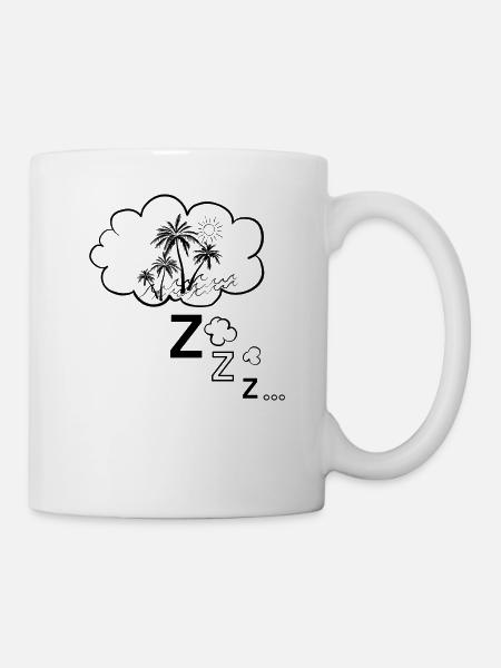 Bulle de rêve de vacances avec soleil, palmiers, mer - Mug blanc - blanc