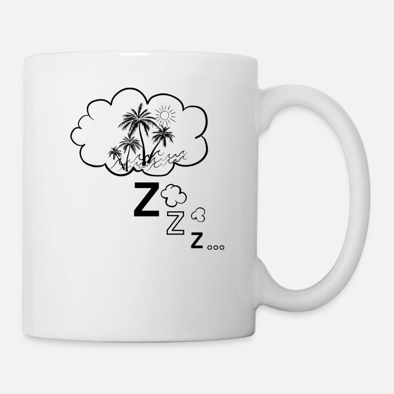 Bulle de rêve de vacances avec soleil, palmiers, mer - Mug blanc - blanc