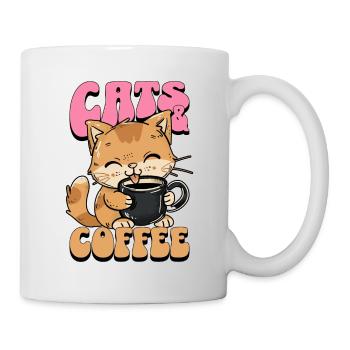 Katze Kaffee Katzenliebhaber Kaffeeliebhaber - Tasse - Weiß - Rechts