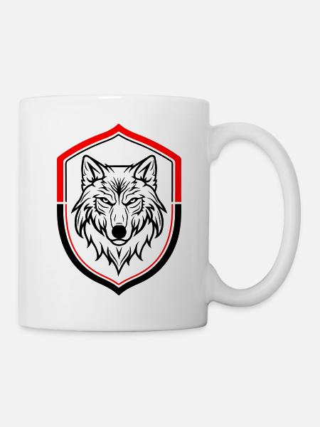 Bouclier de tête de symbole de loup - Mug blanc - blanc