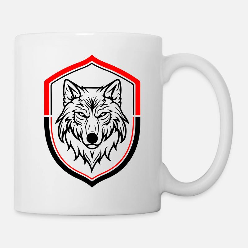Bouclier de tête de symbole de loup - Mug blanc - blanc