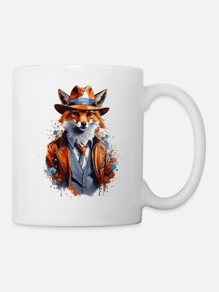 Fuchs mit Hut - Tasse - Weiß